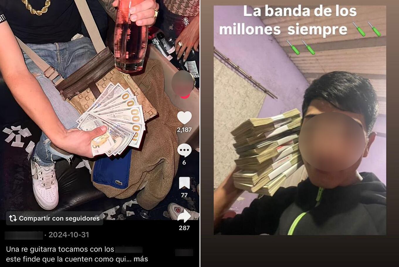 Las publicaciones que hacían en redes sociales los integrantes de la banda del Millón