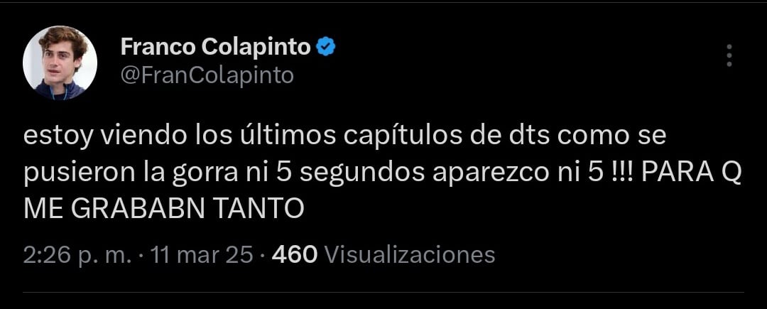 El posteo de Franco Colapinto en X