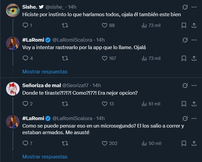 Los comentarios de los seguidores de Romi