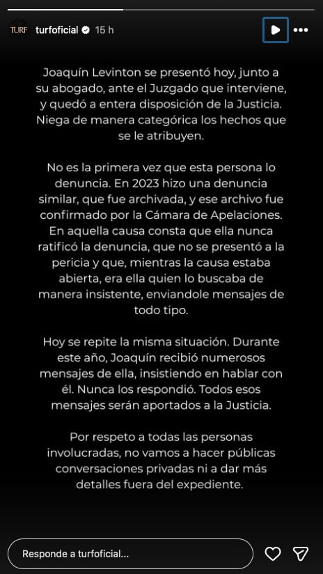El comunicado publicado por la banda en Instagram - Turf