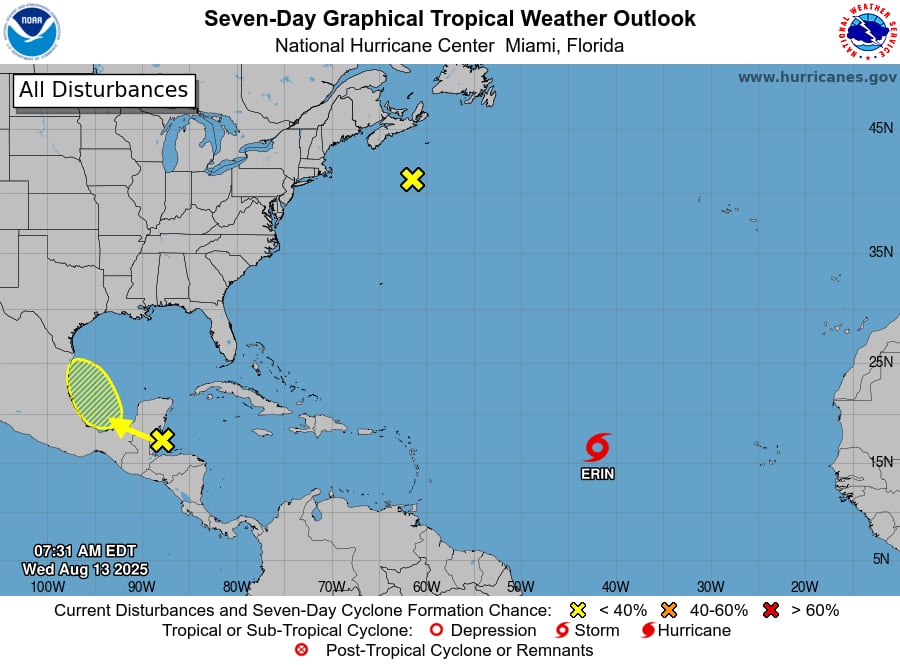 Islas de Sotavento, Puerto Rico e Islas Vírgenes podrían sufrir los primeros impactos de Erin este fin de semana, aunque su trayectoria exacta y magnitud de daños siguen bajo evaluación