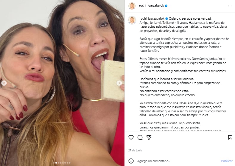 Rochi Igarzabal y Ernestina Pais trabajaron juntas en El divorcio del año y se hicieron grandes amigas (Foto: Instagram @rochi_igarzavalok)