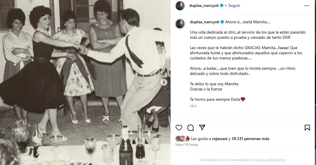 El adiós público de Nancy Dupláa a su madre