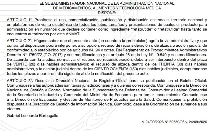 La resolución de la la Disposición 6140/2026
