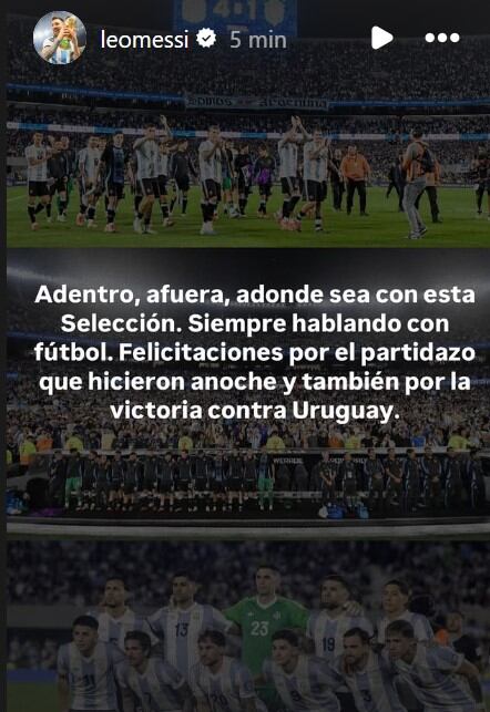 El posteo picante de Lionel Messi tras la victoria ante Brasil
