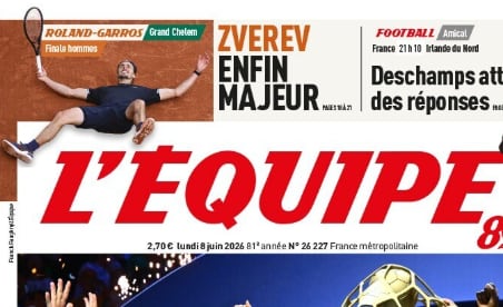 La decisión editorial de L'Equipe tras el título de Zverev en Roland Garros que no olvida las denuncias por maltrato