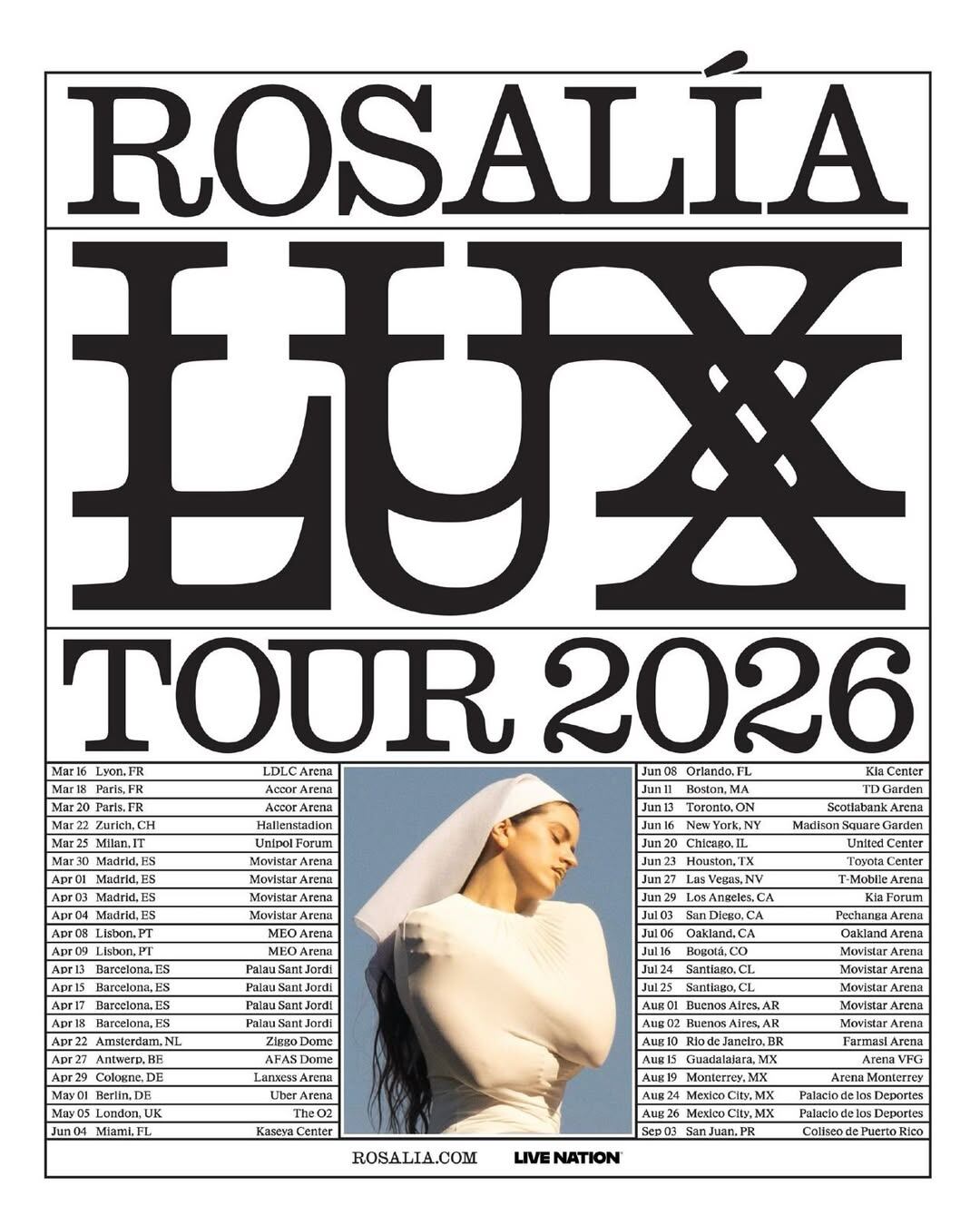 Todas las fechas anunciadas de la gira mundial de Rosalía 2026, con el cual pasará por Buenos Aires