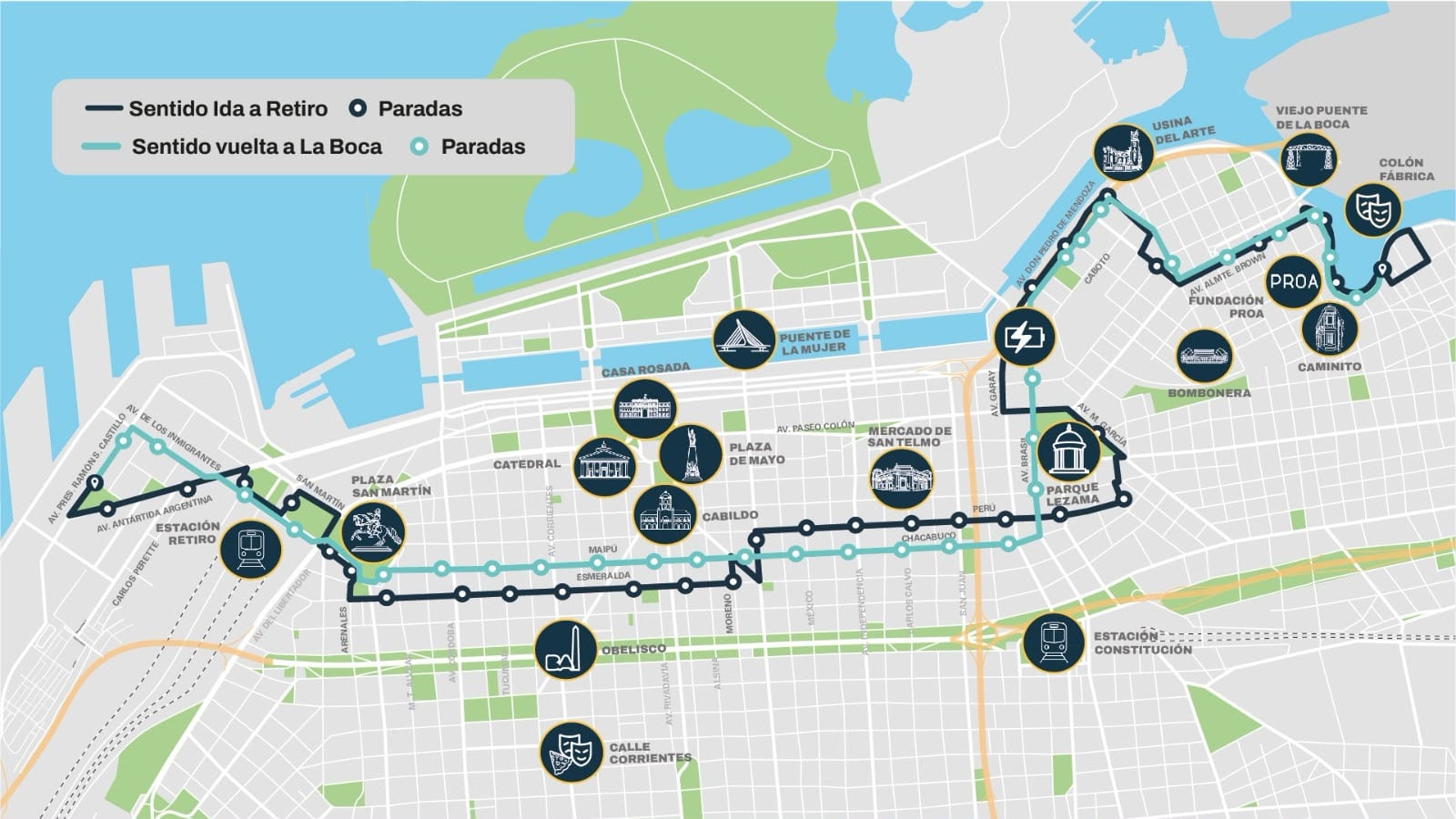 El nuevo tramo incorpora 4,61 kilómetros a la vuelta completa del bus eléctrico, que alcanza una extensión total de 21 kilómetros