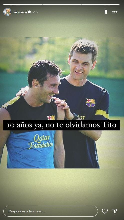 El mensaje de Lionel Messi a los diez años de la muerte de Tito Vilanova. Instagram: @leomessi