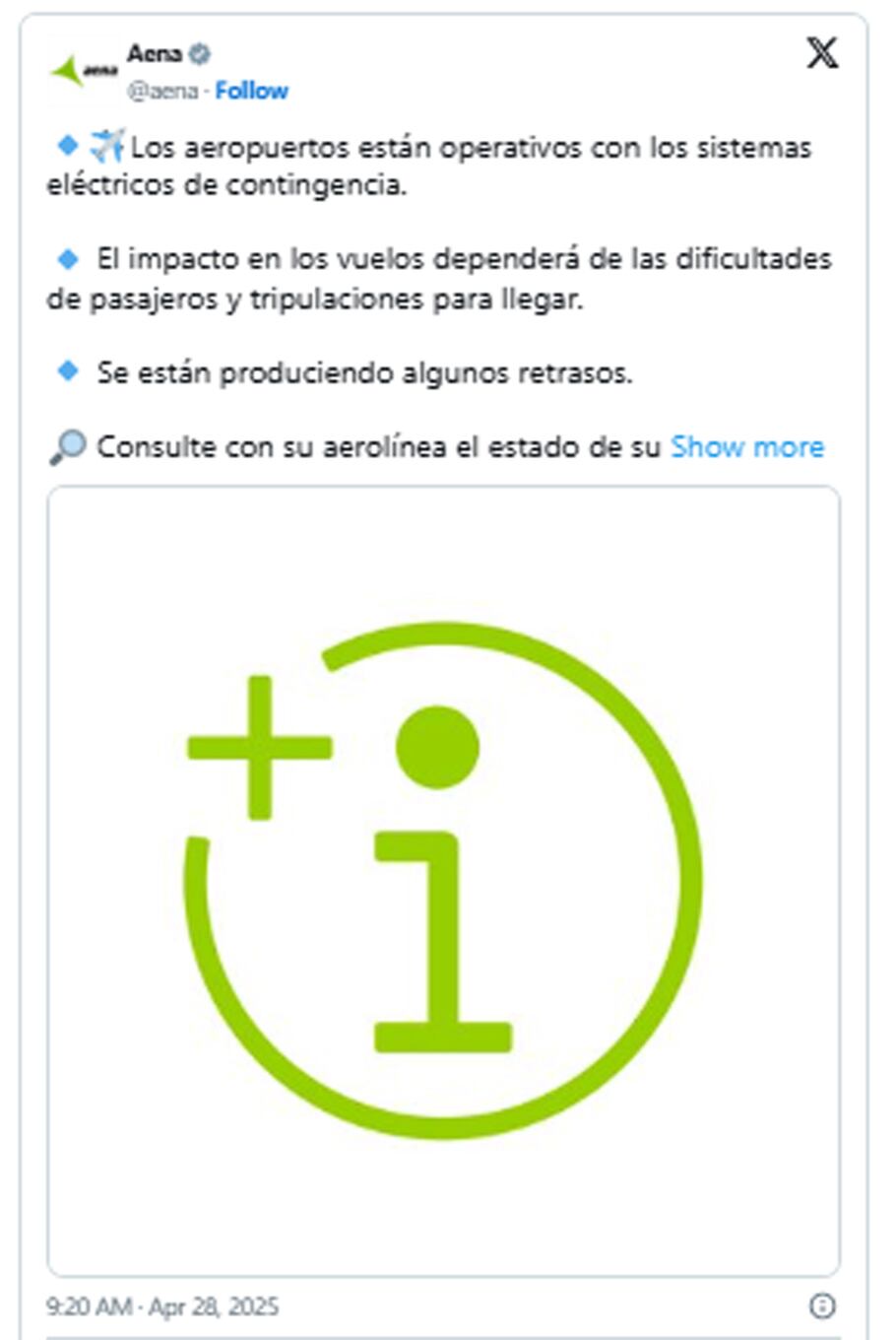 Apagón en España y Portugal. Captura de @X