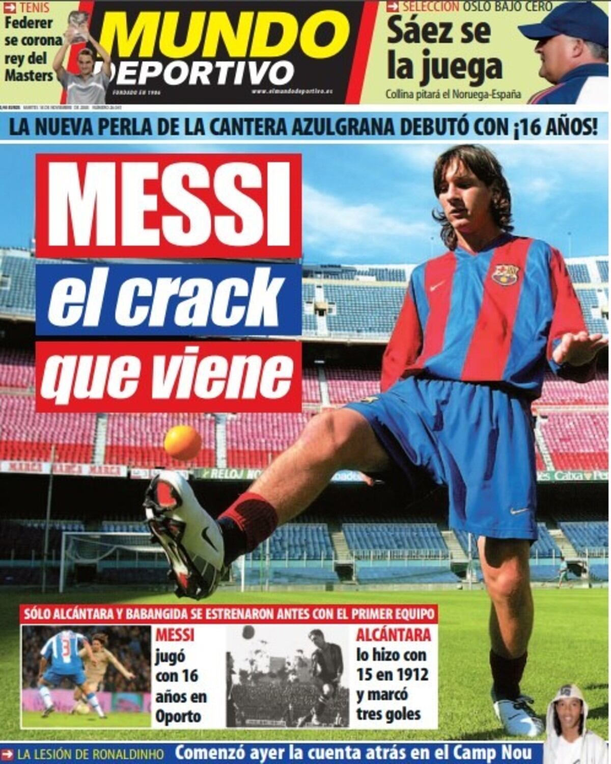 La tapa de Mundo Deportivo tras el debut de Messi en Barcelona: