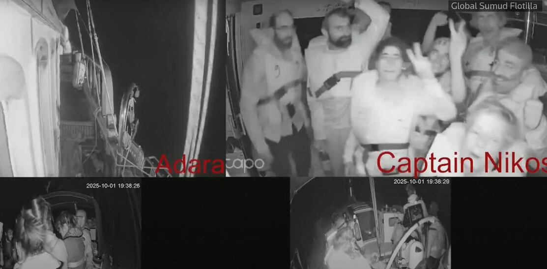 Captura de la transmisión en vivo de la flotilla Global Sumud