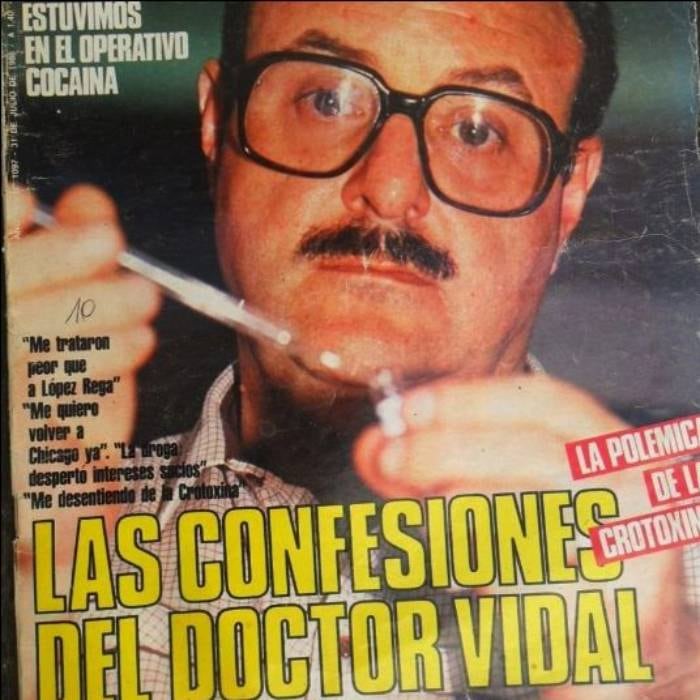 La tapa de la revista Gente de julio de 1986 en la que Juan Carlos Vidal se defiende de las acusaciones que recibe por sus trabajos con la crotoxina