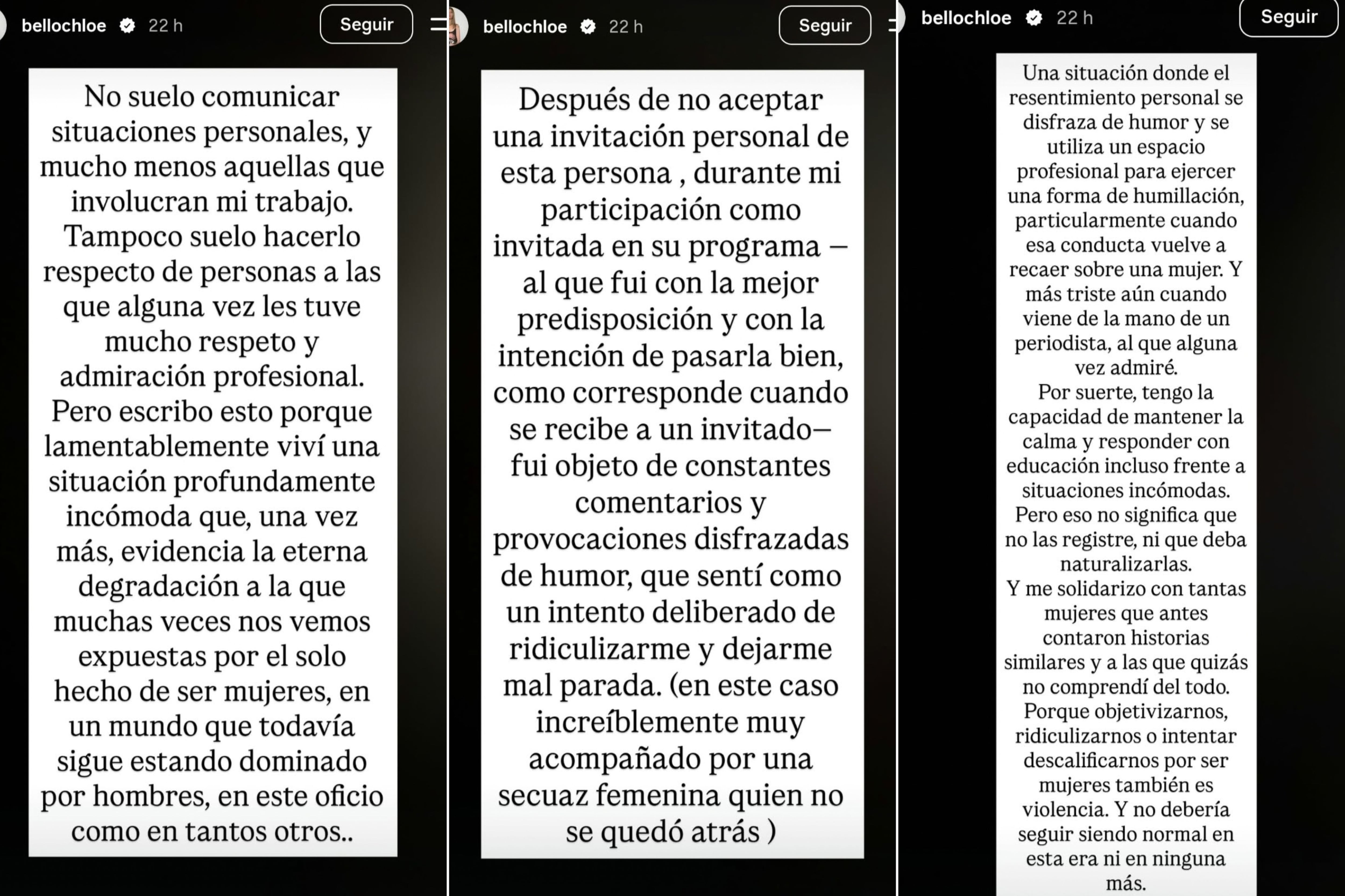 La publicación de Chloe Bello en Instagram