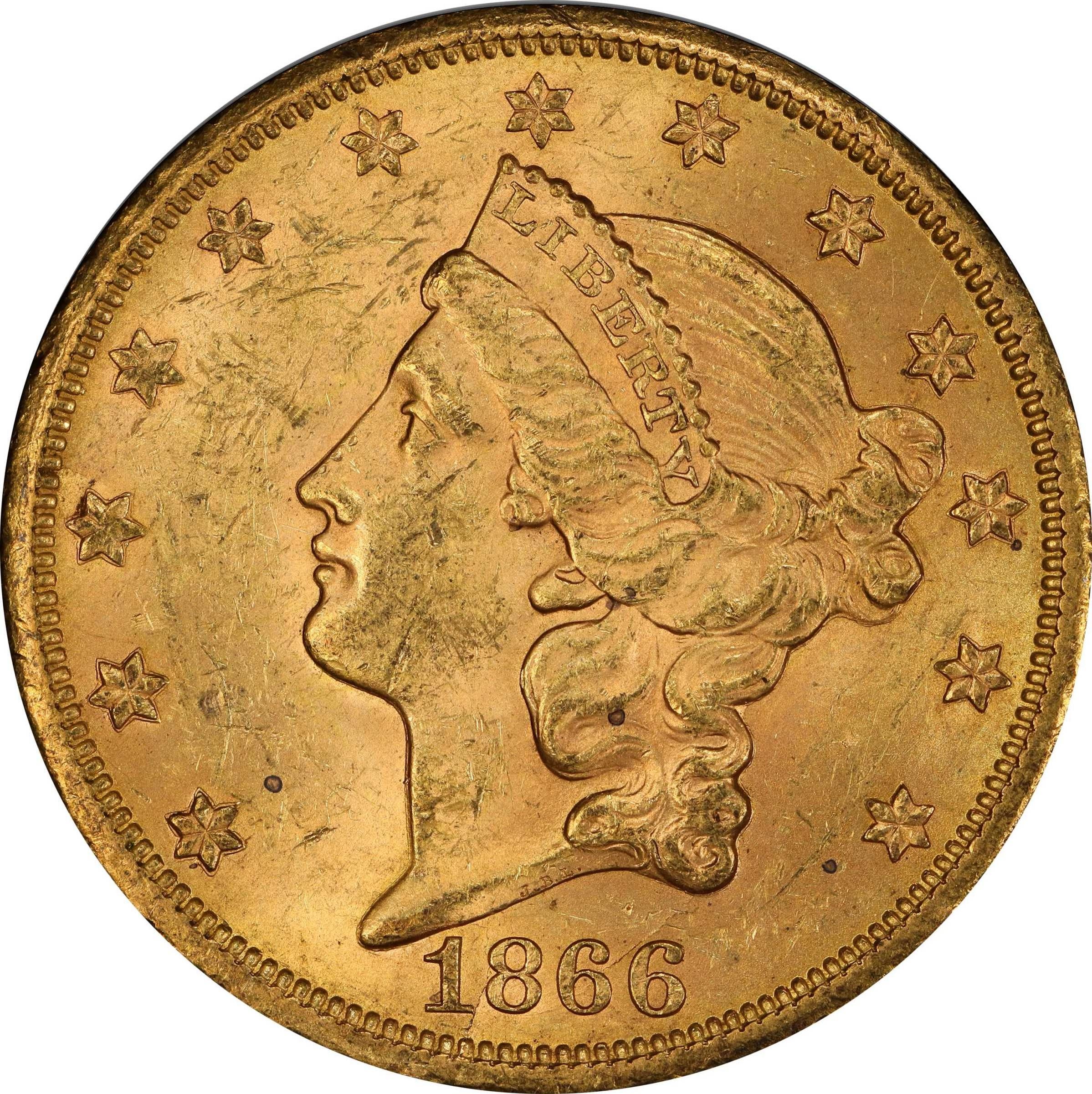 La moneda fue acuñada en San Francisco en 1866