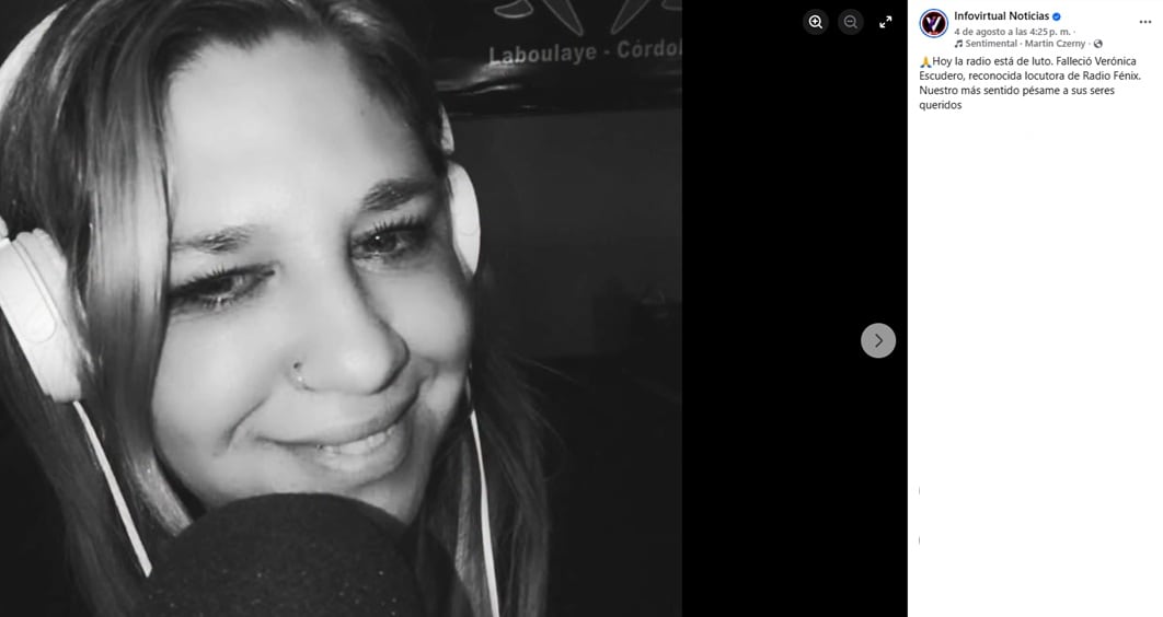 Verónica era una conocida locutora de Córdoba (Foto: Captura Facebook)