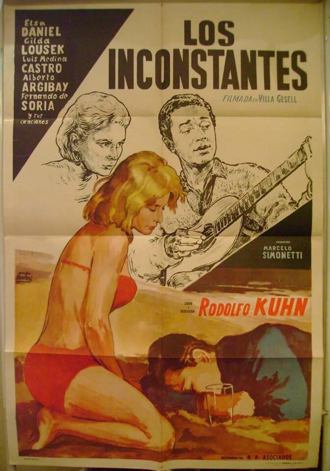 Afiche promocional de Los inconstantes, la película de Rodolfo Kuhn que dio a conocer Villa Gesell a nivel nacional