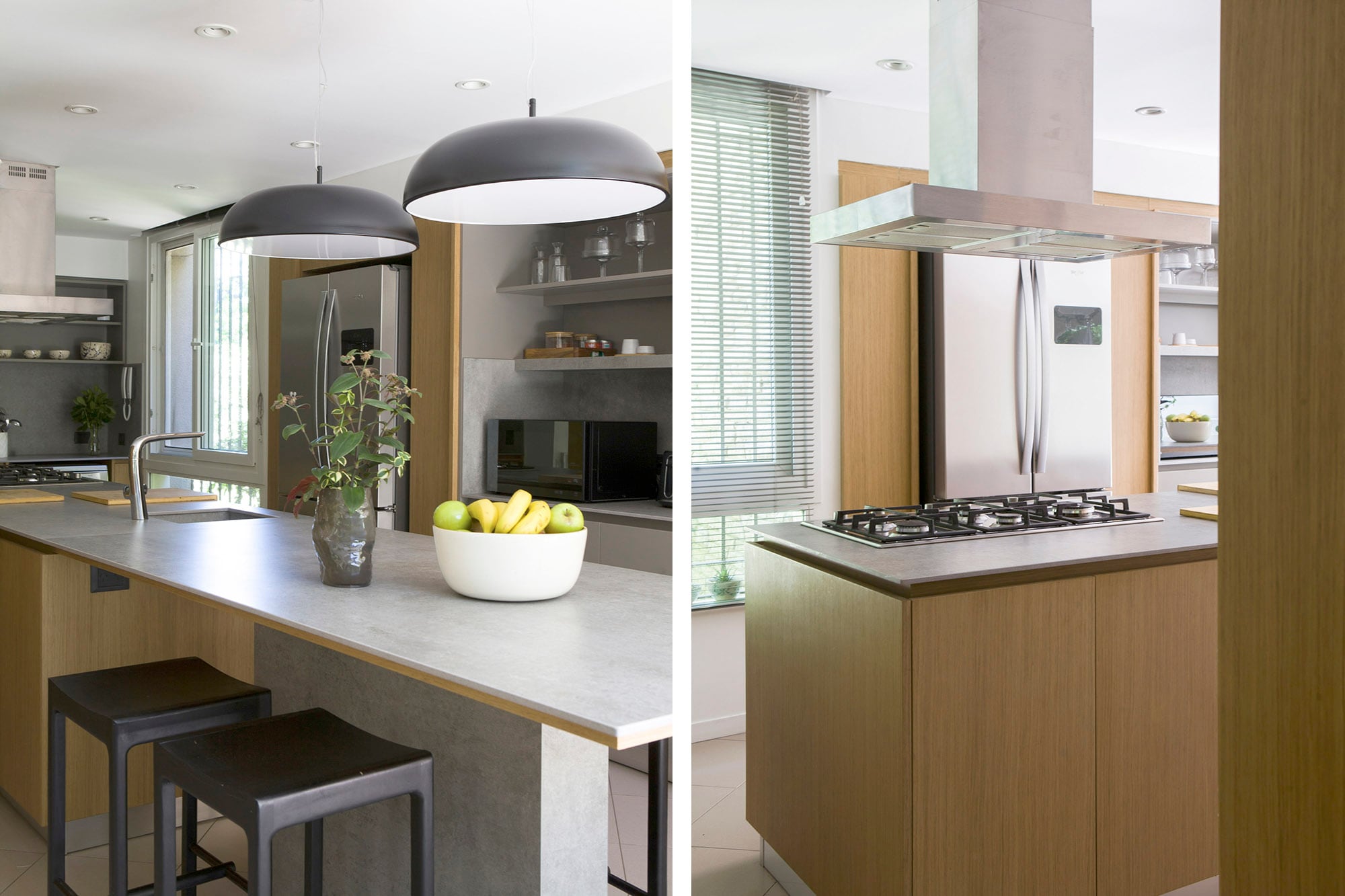 Comodidad total con amplia superficie de guardado, incluso en ambas caras de la isla.