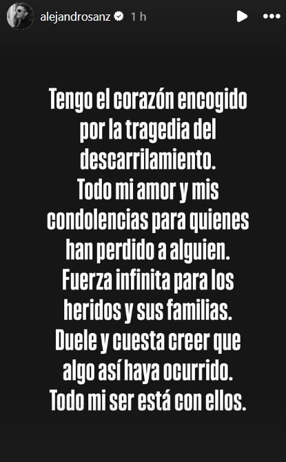 Alejandro Sanz fue otra de las celebridades que se sumó a los mensajes solidarios