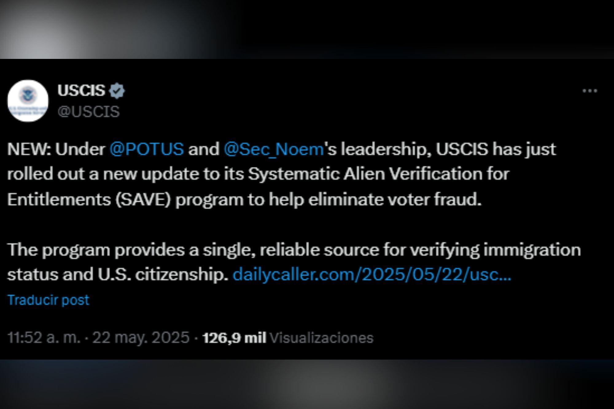 El Uscis hizo el anuncio en su perfil de X