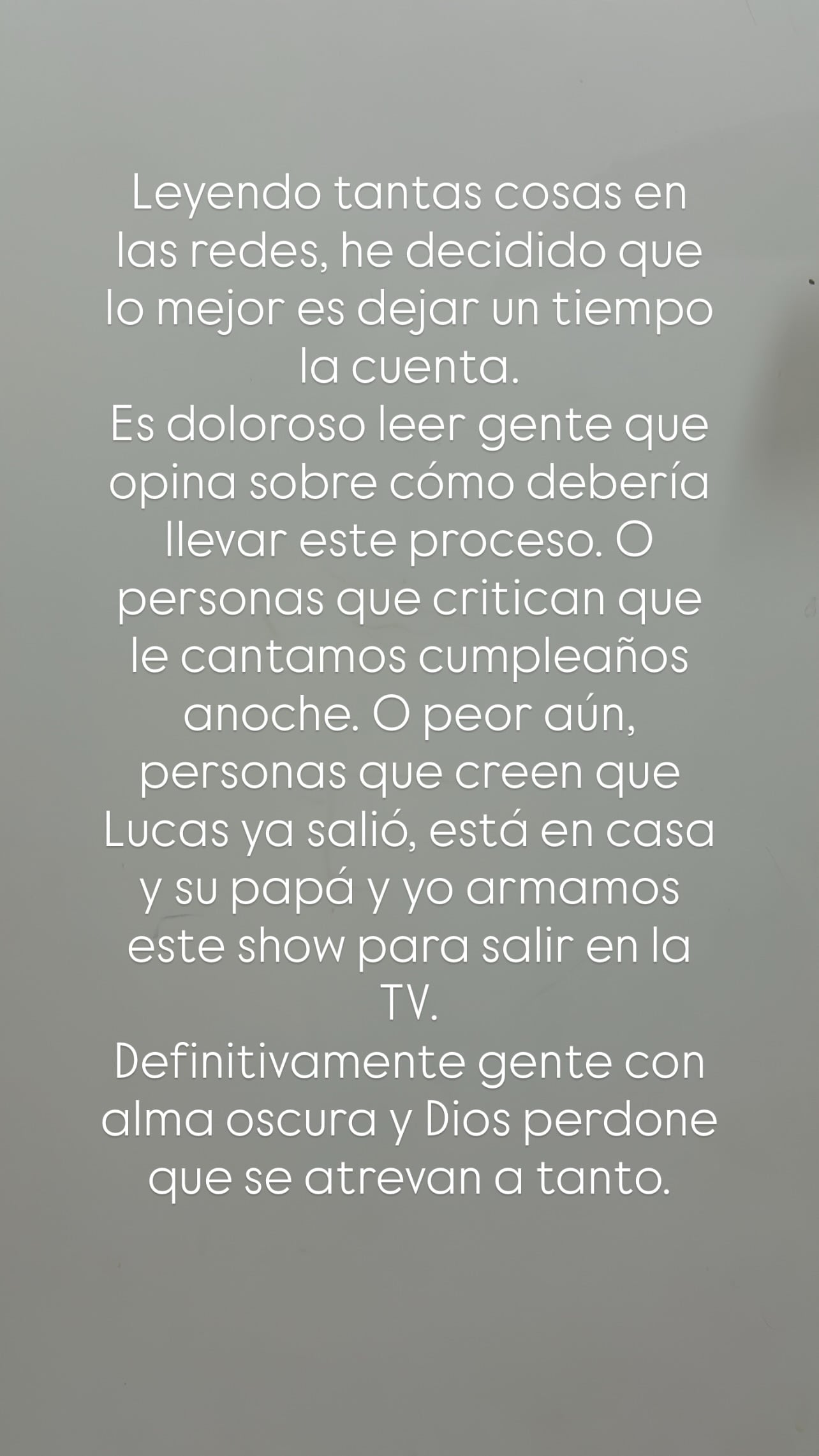 El mensaje que publicó la madre de Lucas