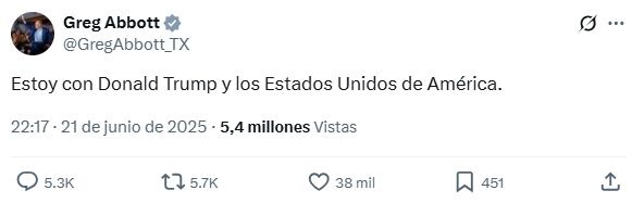 El breve comunicado del gobernador tras conocerse el operativo de EE.UU. contra Irán