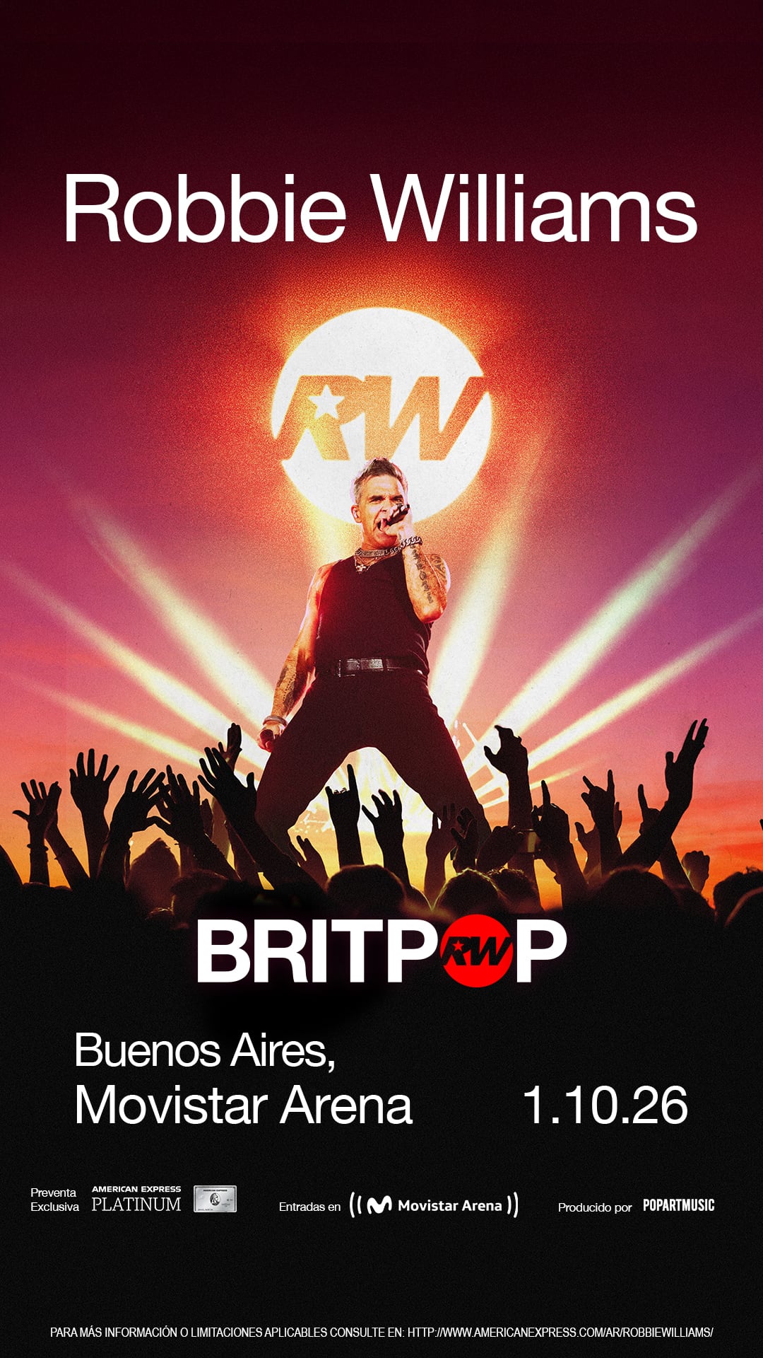 Robbie Williams regresa a la Argentina con un show en el Movistar Arena