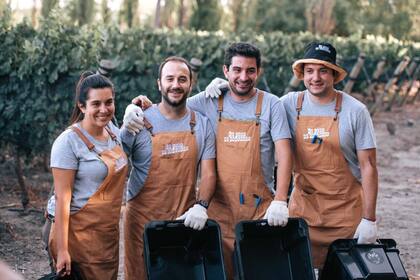 4 de los 7 enólogos: Caro, Emile, Juan y Fer.