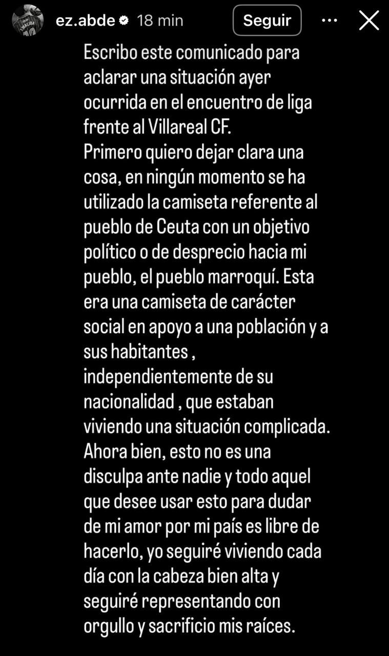 La publicación de Abde en su cuenta de Instagram
