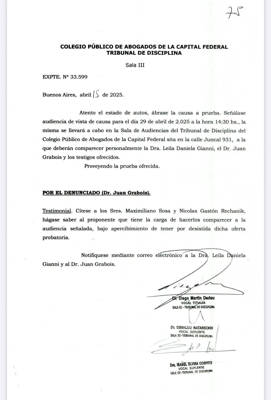La citación a Grabois y Gianni
