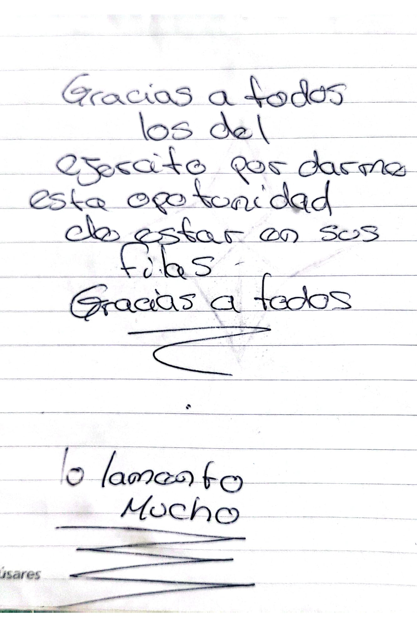 La carta del soldado Rodrigo Gómez que se suicidó en la Quinta de Olivos