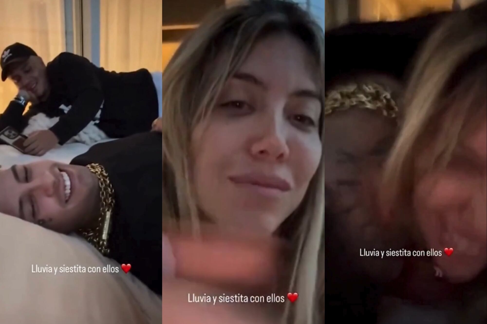 Wanda Nara subió un video junto a L-Gante durante una tarde de lluvia pero luego lo eliminó (Foto: Captura de video / Instagram @wanda_nara)