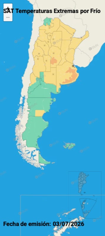 Hay alerta naranja y amarilla por frío extremo