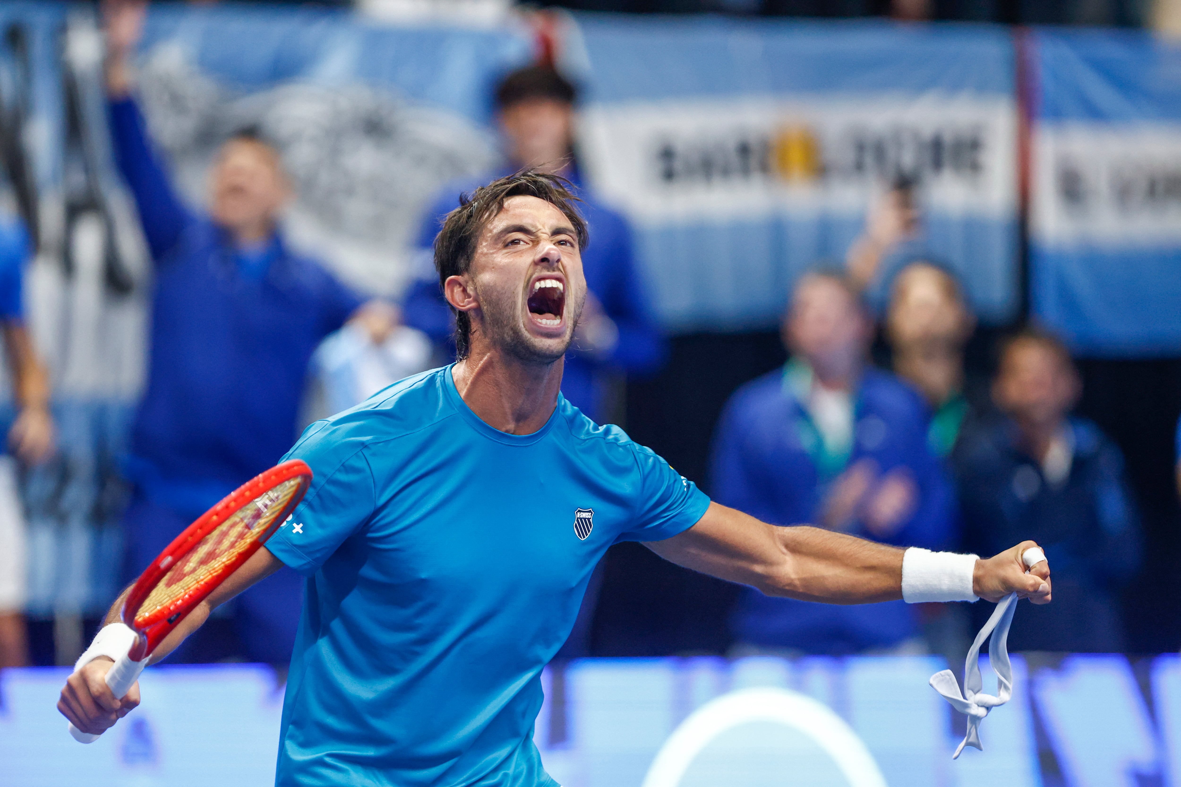 El festejo de Thiago Tirante en la Copa Davis, en la mejor temporada de su carrera