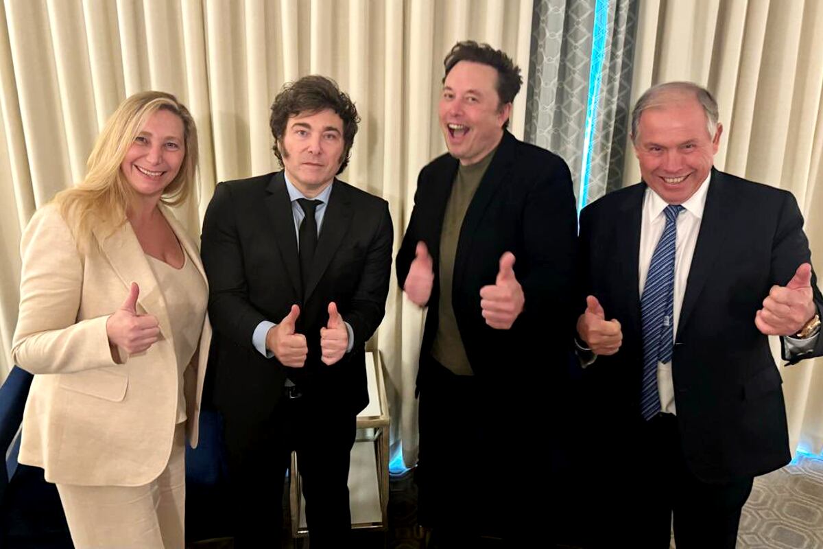 Javier y Karina Milei, Elon Musk y Gerardo Werthein