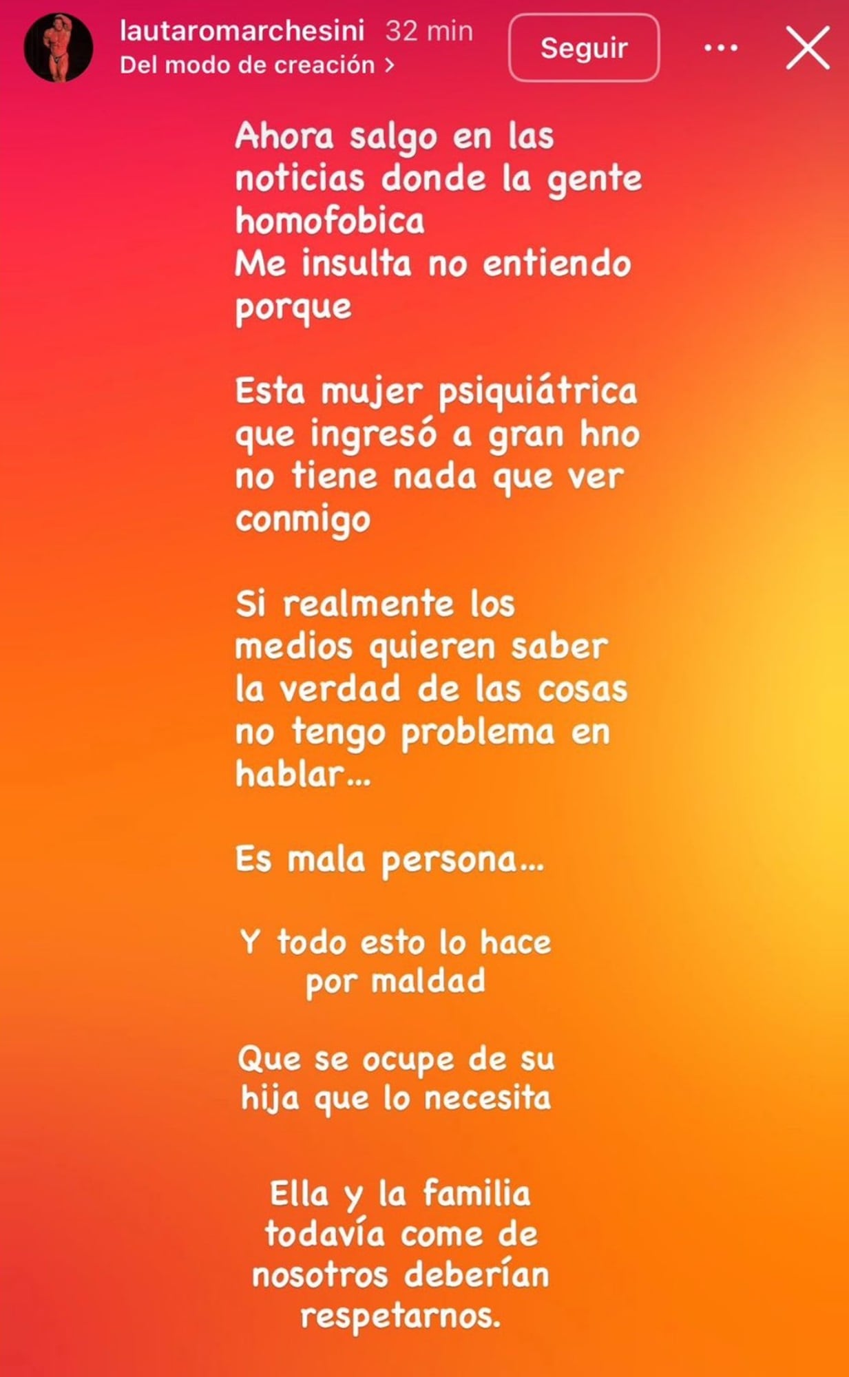 Lautaro Marchesini, actual esposo de Marcelo Da Corte, fue quien apuntó contra Solange Abraham