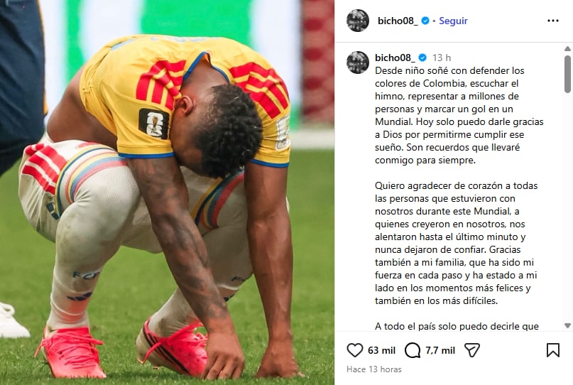 El jugador y su descargo en su perfil de Instagram