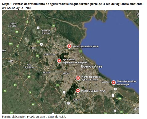 Plantas de tratamiento de aguas residuales que forman parte de la red de vigilancia ambiental
del AMBA AySA-INEI