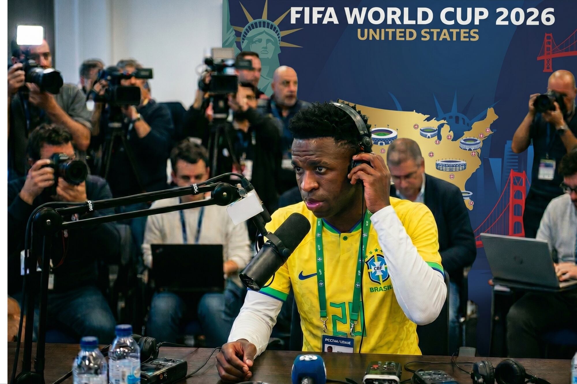 El incidente de Vinicius y un periodista español por el idioma en que realizó la conferencia de prensa