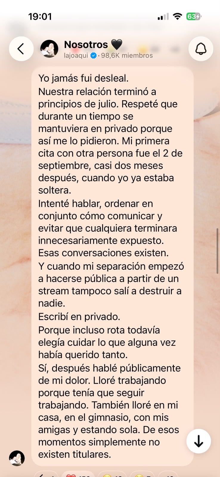 El extenso descargo de La Joaqui tras ser tildada de
