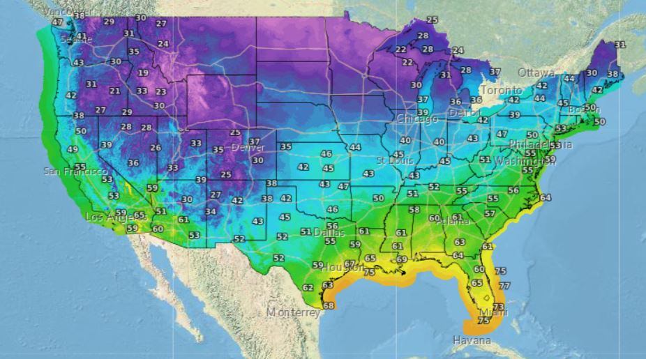 El sábado las mínimas comenzarán a sentirse como invernales en gran parte del territorio norteamericano