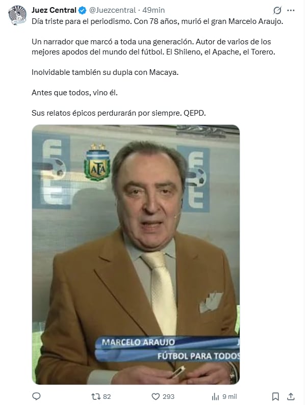 Todos salieron a despedir a Marcelo Araujo en las redes sociales