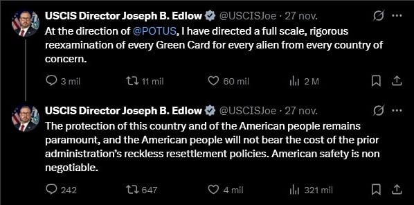 Joseph Edlow, director del Uscis, emitió nuevos lineamientos sobre los beneficiarios de green card