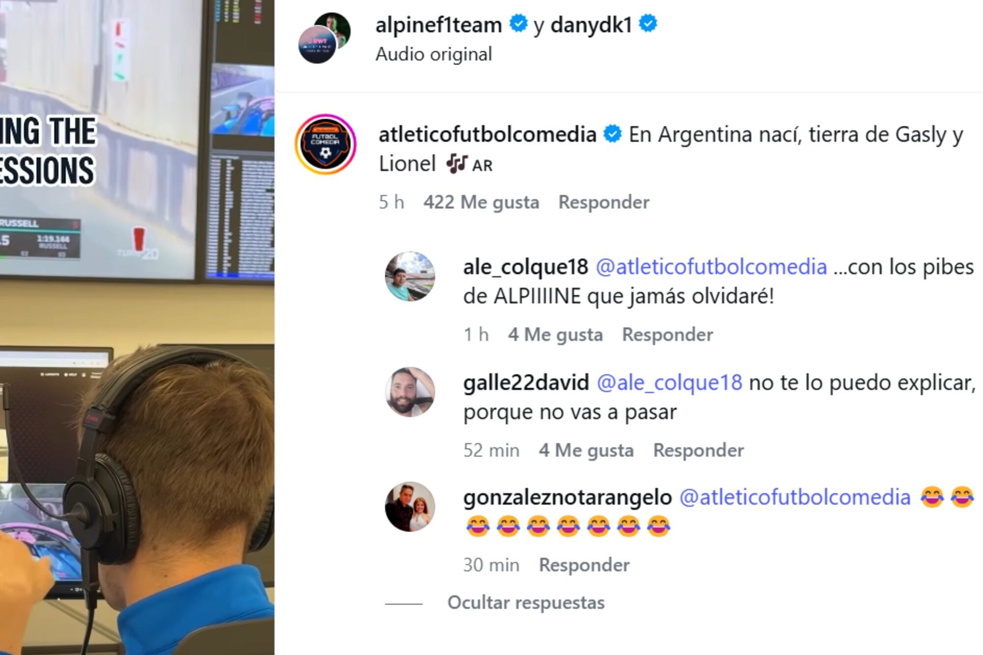 Los argentinos invadieron la cuenta de Alpine con mensajes de aliento a Pierre Gasly tras la reacción de Flavio Briatore, que se molestó por el trato al compañero de Colapinto