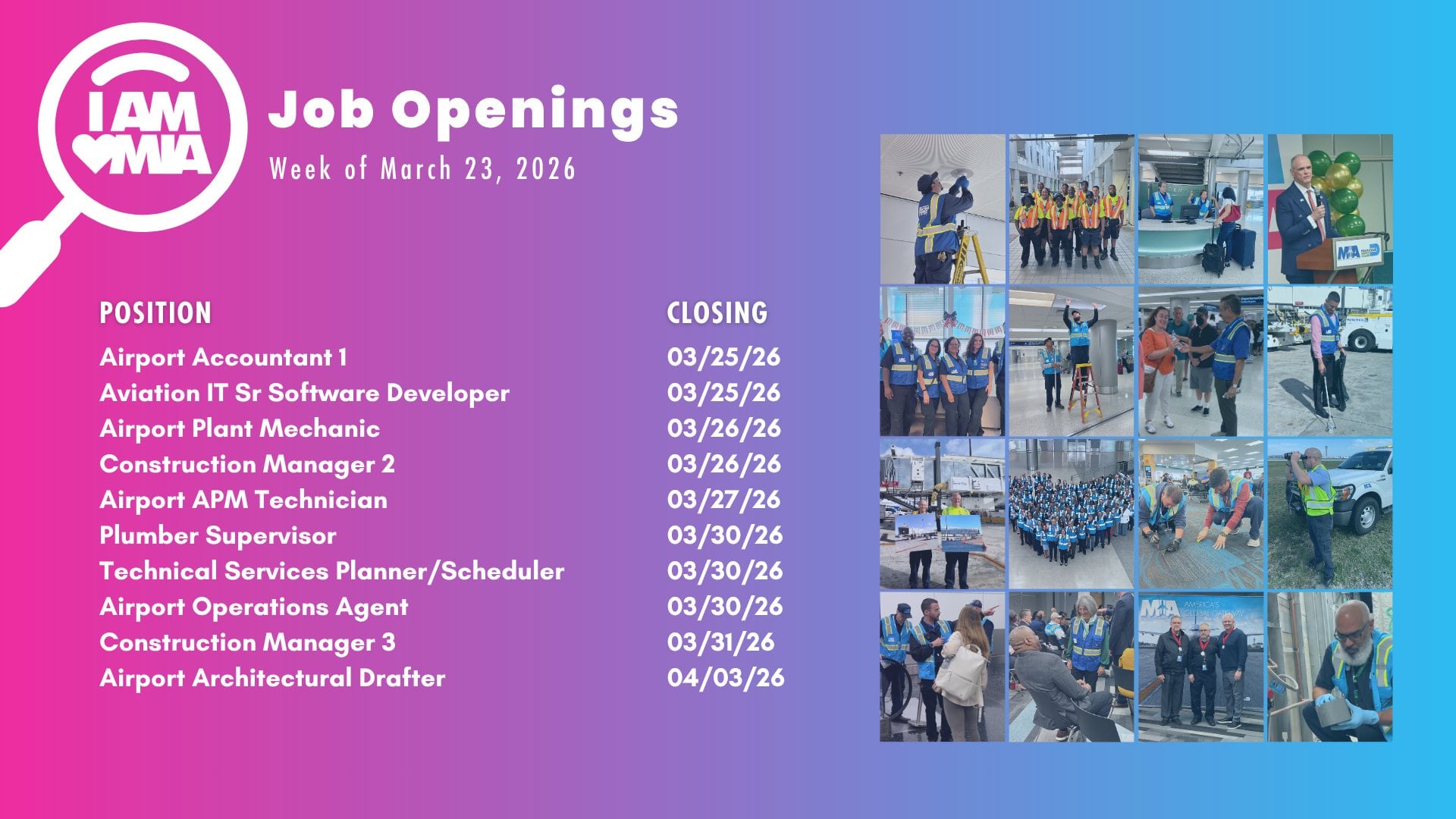 Estas son las vacantes disponibles, hasta el momento, en el Aeropuerto de Miami