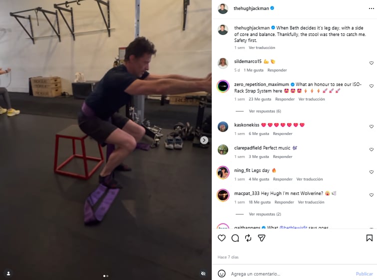 La exigente rutina de entrenamiento de Hugh Jackman a los 57 años que combina fuerza, equilibrio y coordinación 7 Jackman compartió en sus redes sociales la intimidad de su intenso entrenamiento en el gimnasio (Foto: Instagram @thehughjackman)