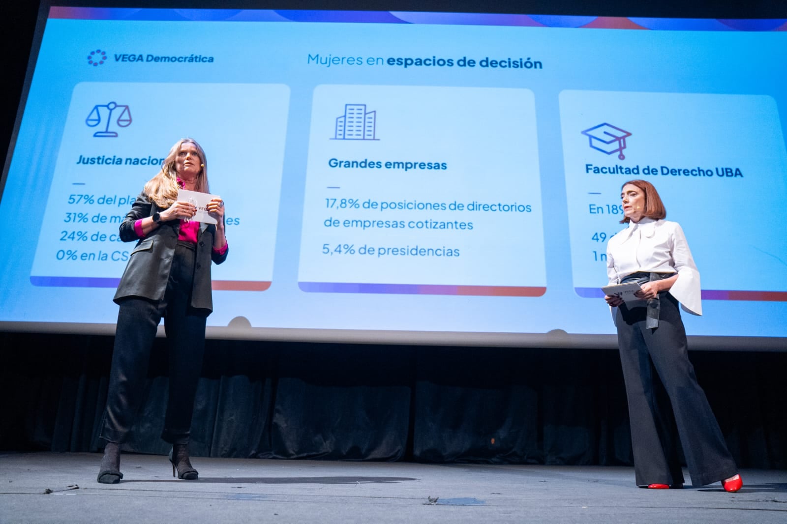 Patricia Furlong (Global
Processing) y Andrea Gualde (Farmacity) expusieron en el evento de lanzamiento de la red VEGA