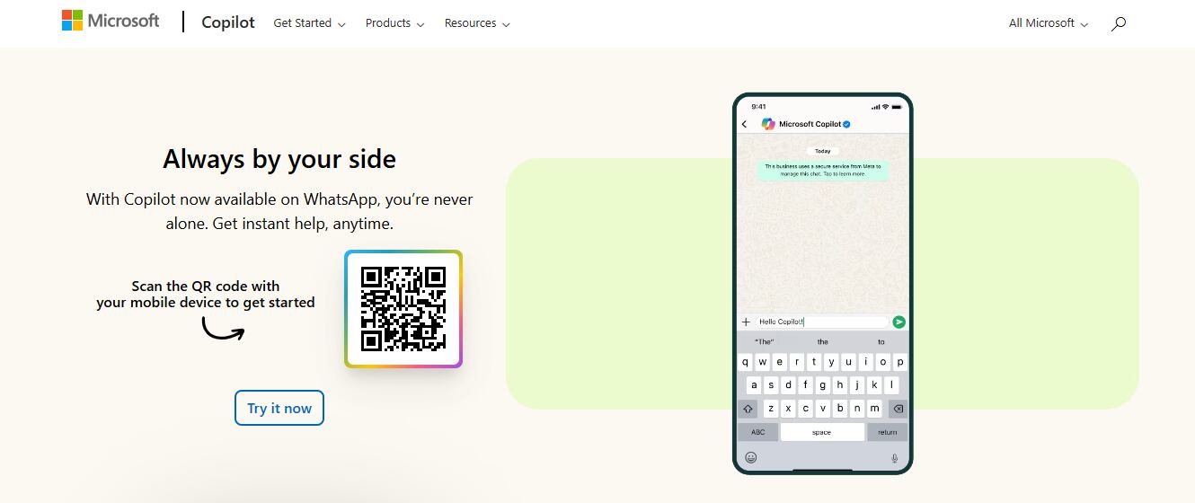 El código QR para abrir una conversación con Copilot en WhatsApp