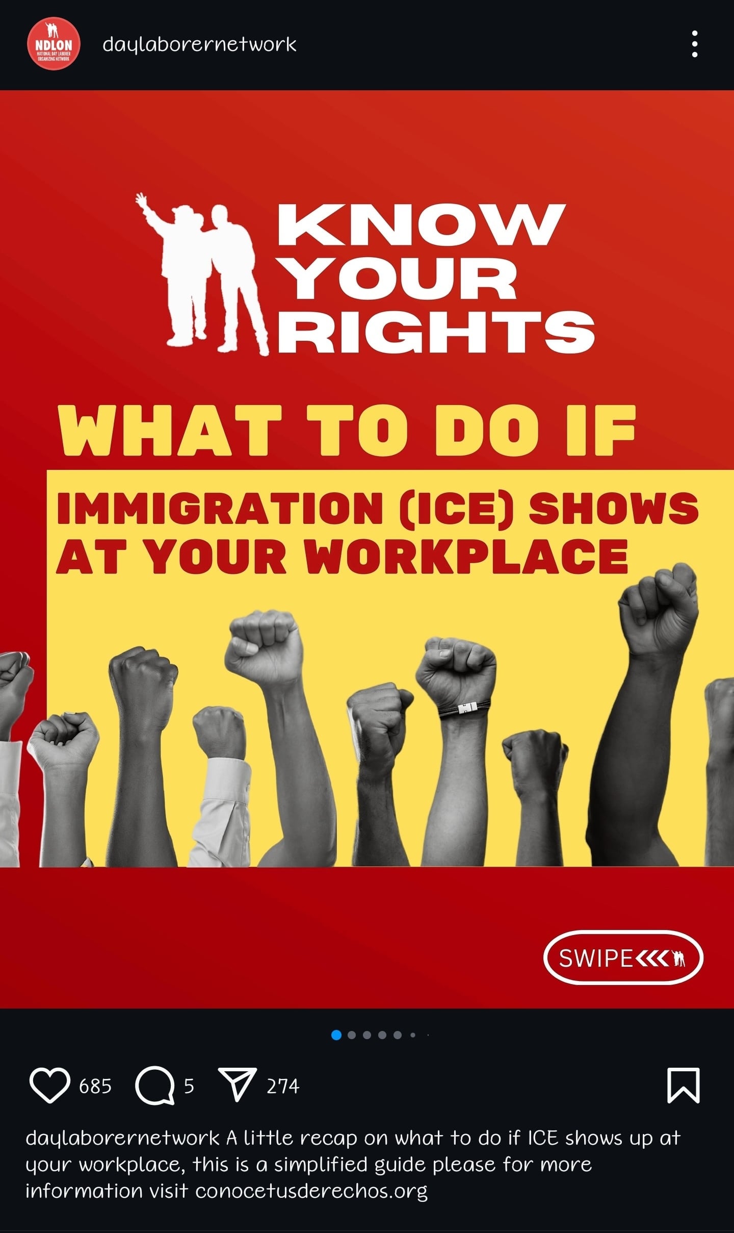 NDLON es una organización sin fines de lucro que apoya a jornaleros, migrantes y trabajadores con bajos salarios. Instagram @DayLaboredNetwork