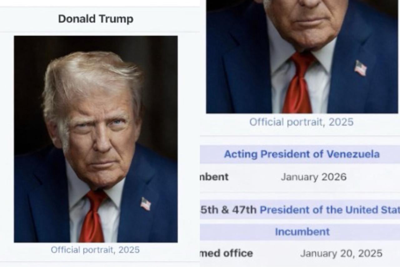 La imagen del perfil de Trump en Wikipedia alterado